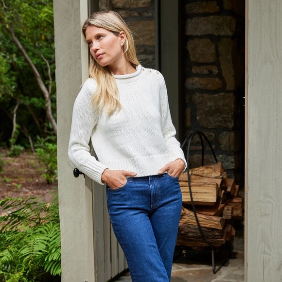 LAKE Jane Cotton Sweater in Ivory - M - Picture 5 of 11
